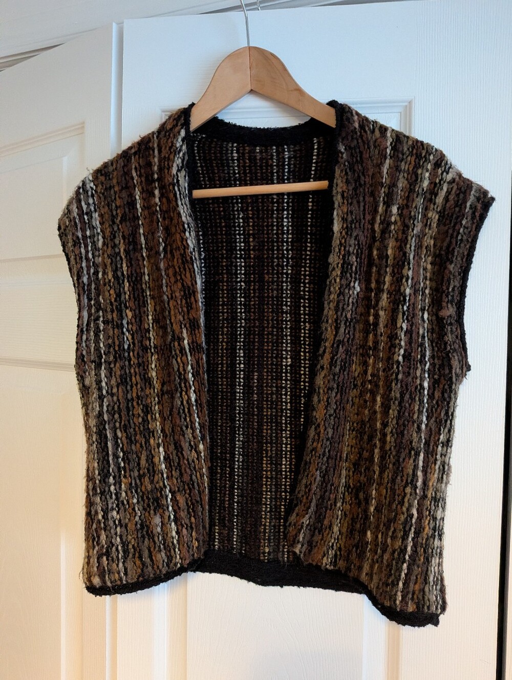 Vintage knit vest in brown/ black/ cream mélange